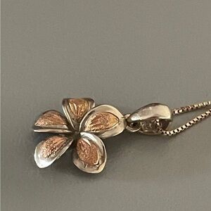 Solid 14k gold plumeria pendant